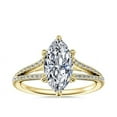 thumbnail image 1 of 0.70 T.C.W Marquise Shape Natural Diamond Latest Design Solitaire with Accents Wedding Ring for Ladies Solid 14K Yellow Gold Size 8, 1 of 8