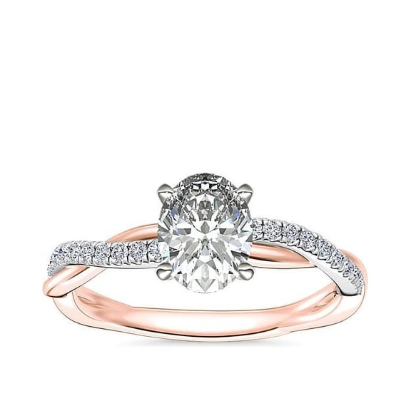 Pave Style Roses 14K Rose Gold 0.83 CTW Round Cut Classic Square Halo Single Row Pave ...