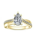 thumbnail image 1 of 0.70 T.C.W Pear Shape Natural Diamond Latest Design Solitaire with Accents Wedding Ring for Women Solid 18K Yellow Gold Size 8, 1 of 8