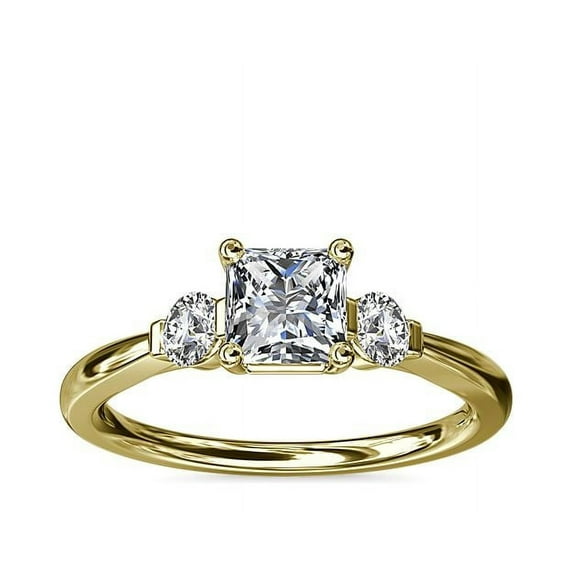 0.70 T.C.W Princess Shape Natural Diamond Latest Design Three Stone Wedding Ring for Women Solid 18K Yellow Gold Size 8