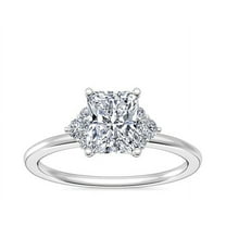 0.70 T.C.W Radiant Shaped Genuine Diamond Stunning Halo Wedding Ring for Women Solid 14K White Gold Size 3.5