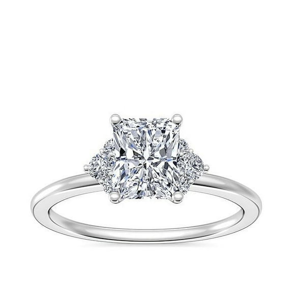 0.70 T.C.W Radiant Shaped Genuine Diamond Stunning Halo Wedding Ring for Women Solid 14K White Gold Size 3.5