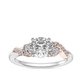thumbnail image 1 of 0.70 T.C.W Round Shaped Real Diamond New Design Solitaire with Accents Wedding Ring for Women Solid 18K White Gold Size 3.5, 1 of 9