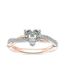 0.70 T.C.W Wonderful Solitaire with Accents Heart Shaped Genuine Diamond Ring for Women Solid 14K Rose Gold Size 7