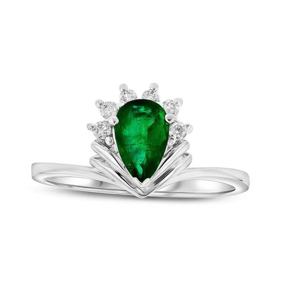 0.71 CTTW Emerald & Diamond Fashion Ring Set, 14K Gold - Size 4