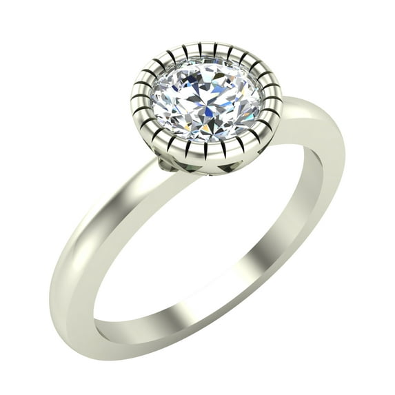 0.71 Carat Simple Vintage Engagement Ring 14K White Gold