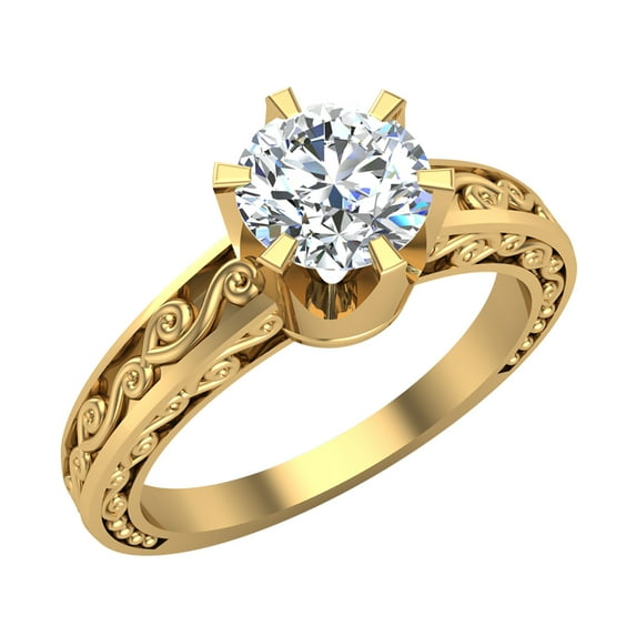 0.71 Carat Vintage Style Filigree Engagement Ring 14K Gold