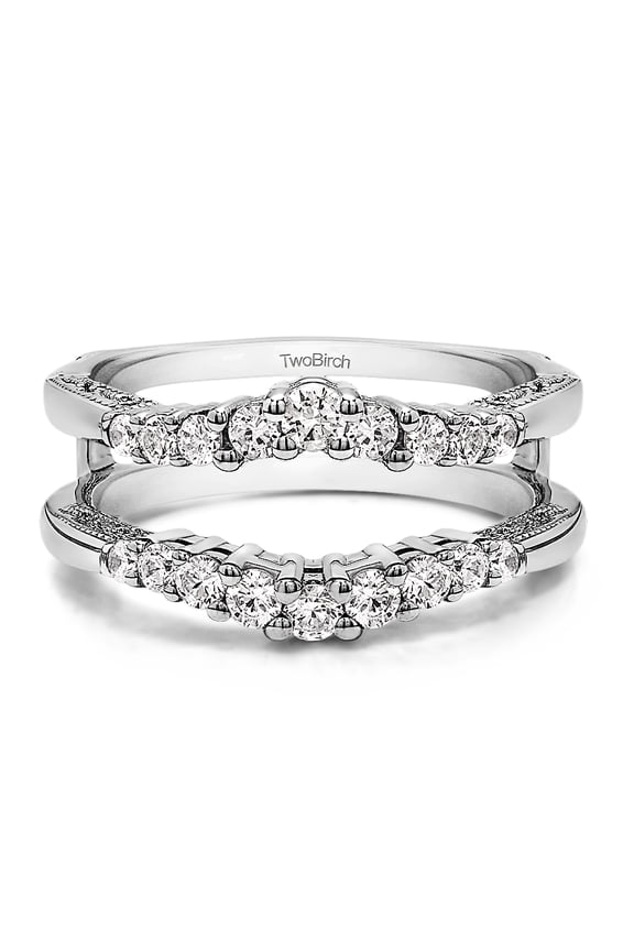 0.71 Ct. Vintage Ring Guard with Filigree Designs With Cubic Zirconia Mounted in Sterling Silver.