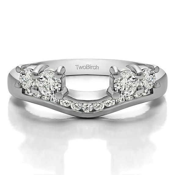 0.73 Ct. Four Stone Solitaire Anniversary Ring Wrap Enhancer With Cubic Zirconia Mounted in Sterling Silver (Size 6)