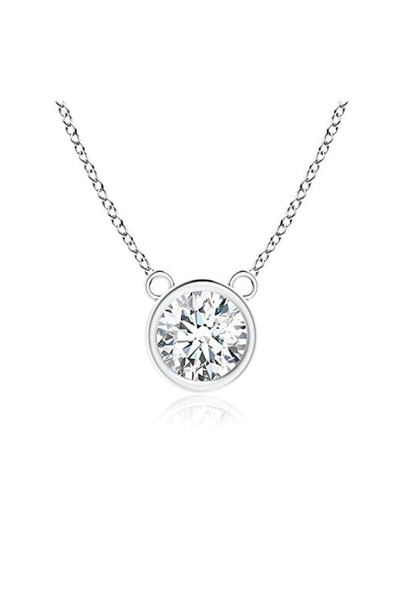 0.75 CT 14K Womens Gold Round Diamond Pendant Necklace Bezel Set