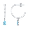 thumbnail image 1 of Rosec Jewels 0.75 CT Aquamarine and Diamond Teardrop Earrings, Aquamarine Drop Earrings for Women, March Birthstone Earrings, Diamond Hoop Earrings, 14K White Gold, 1 of 8