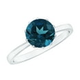 thumbnail image 1 of Rosec Jewels 1.3 CT Elegant London Blue Topaz Solitaire Ring for Women, Round Shape London Blue Topaz Ring in Lotus Basket Setting, 925 Sterling Silver, US 10.50, 1 of 8