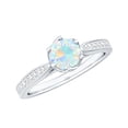 thumbnail image 1 of Rosec Jewels Ethiopian Opal Solitaire Ring with Diamond Accent, Rainbow Ethiopian Opal Ring for Women, 18K White Gold, US 7.50, 1 of 8