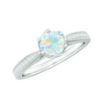 thumbnail image 1 of Rosec Jewels 0.75 CT Ethiopian Opal Solitaire Ring with Diamond Accent, Rainbow Ethiopian Opal Gold Ring for Women, 925 Sterling Silver, US 7.50, 1 of 8
