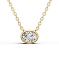 thumbnail image 1 of 0.75 CT Lab Grown Oval Shape Diamond Solitaire Pendant with Bezel Setting in 14K Yellow Gold. Sample Image Final Product May Vary., 1 of 4