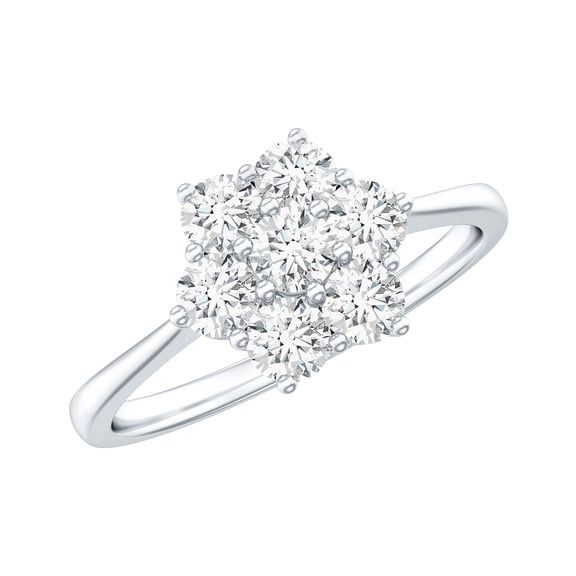 Rosec Jewels Certified Moissanite Flower Engagement Ring for Women - D-VS1 Quality - Moissanite Cluster Ring - with Jewelry Box, 925 Sterling Silver, US 4.00