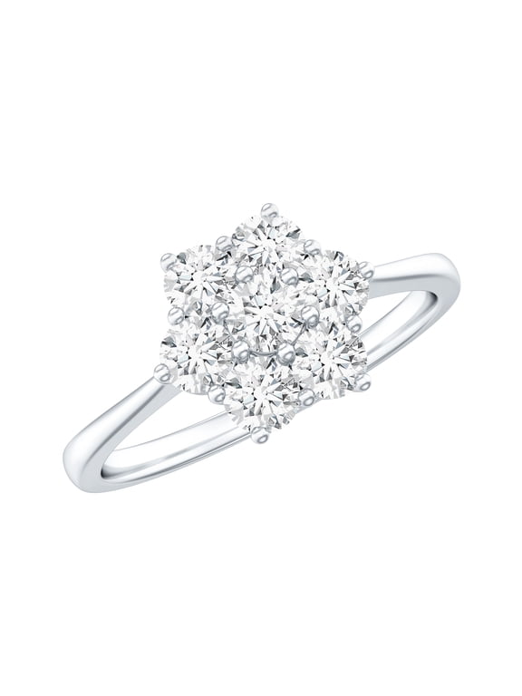 Certified Moissanite Flower Engagement Ring for Women - D-VS1 Quality - Moissanite Cluster Ring - with Jewelry Box, 925 Sterling Silver, US 4.00