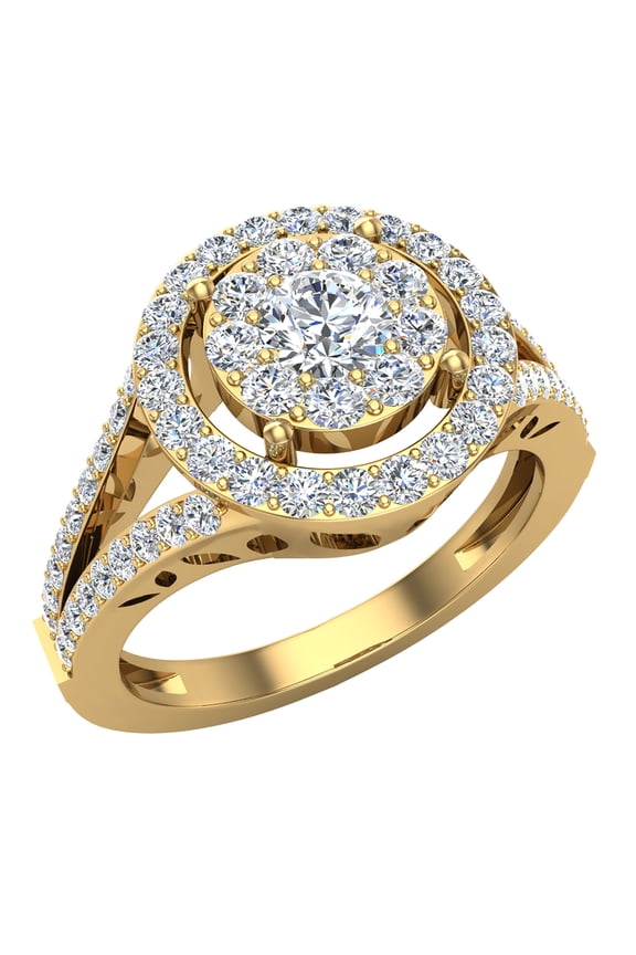 0.75 CT Split Shank Cluster Diamond Engagement Ring 14K Gold (G,SI)