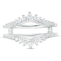 0.75 CT. T.W Created Moissanite Diamond Sunburst Engagement Enhancer Ring for Ladies in 14K White Gold Plated 925 Silver