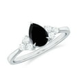 thumbnail image 1 of Rosec Jewels 0.75 CT Teardrop Black Onyx Engagement with Diamond Trio for Women, 925 Sterling Silver, US 4.50, 1 of 8