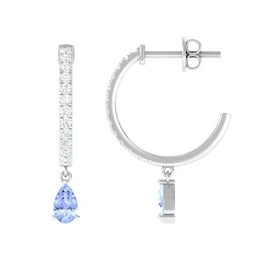 Designer selling sterling silver blue & white diamond milgrain hinged hoop earrings