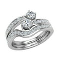 thumbnail image 1 of 0.75 CT Two-Stone Ring Accent Diamond Wedding Set 14K White Gold (H,SI1), 1 of 4