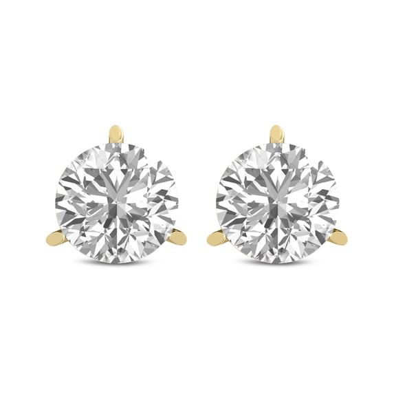 0.75 CTW Martini-Set Round Lab Grown Diamond Solitaire Stud Pushback Earrings in 14K Yellow Gold (E-F, VS1-VS2)