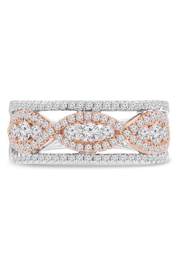 0.75 CTW Round Diamond Cocktail Ring in 14K Two-Tone Gold - Size 3