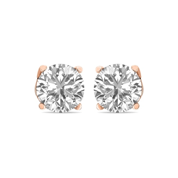 0.75 CTW Round Lab Grown Diamond Solitaire Stud Earrings with Basket Setting Screwbacks in 14K Rose Gold (E-F, VS1-VS2)