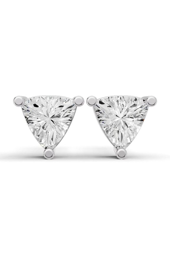 0.75 CTW Trillion Cut Lab Grown Diamond Solitaire Earrings With Prong Setting in 14K White Gold