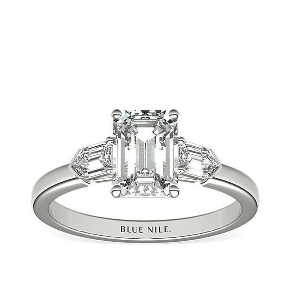 0.75 Carat Brilliant Emerald Cut Real Diamond Elegant Three Stone Wedding Ring for Women Solid 950 Platinum Size 10