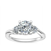 0.75 Carat Brilliant Round Cut Natural Diamond Stunning Three Stone Wedding Ring for Women Solid 14K White Gold Size 7