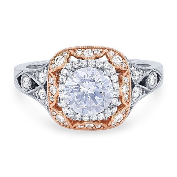 0.75 Carat Color F-G, Clarity VS1, Round Cut Natural Diamond Unique Halo Ring for Anniversary & Wedding Solid 18K White Gold Size 4