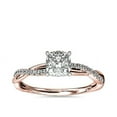 thumbnail image 1 of 0.75 Carat Excellent Cushion Cut Real Diamond Latest Design Solitaire with Accents Engagement Ring for Ladies Solid 14K Rose Gold Size 7.5, 1 of 6