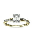 thumbnail image 1 of 0.75 Carat Excellent Emerald Cut Natural Diamond Unique Solitaire with Accents Ring for Engagement Solid 14K Yellow Gold Size 8.5, 1 of 6