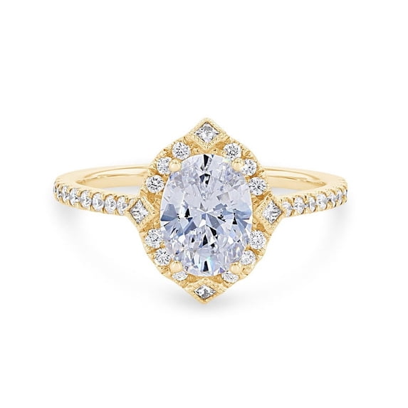 0.75 Carat Excellent Oval Cut Natural Diamond Beautiful Solitaire with Accents Bridal Ring for Bride Solid 14K Yellow Gold Size 5