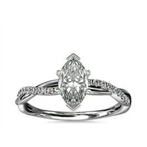 0.75 Carat Marquise Cut Natural Diamond Latest Design Solitaire with Accents Ring for Wedding & Anniversary Solid 14K White Gold Size 7