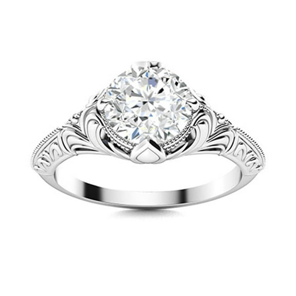 0.75 Carat Moissanite Diamond E Color VS1 Clarity Brilliant Cut 925 Sterling Silver Vintage Inspired Valentines Day Gifts Ring