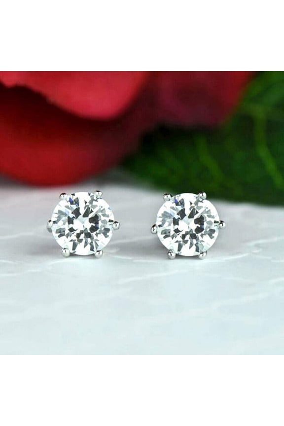 0.75 Carat Natural Diamond Stud Earrings Six prongs Real 950 Platinum Studs for women (VS1-VS2 Clarity, F-G Color)