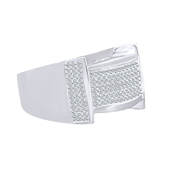 0.75 Carat Round Shape White Natural Diamond Men's Anniversary Ring 14K White Gold Over Sterling Silver Ring Size-13