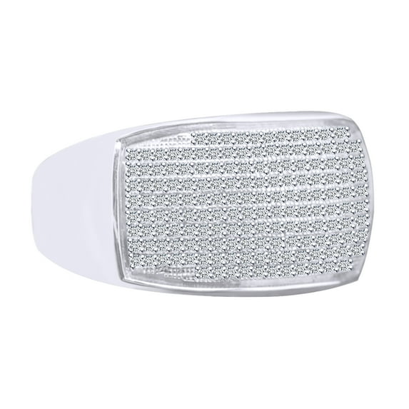 AFFY 0.75 Carat Round Shape White Natural Diamond Men's Wedding Band Ring 14k Gold Over Sterling Silver