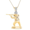 thumbnail image 1 of AFFY 0.75 Carat Round Shape White Natural Diamond Soldier Military Man Pendant Necklace 10K Solid Yellow Gold, 1 of 1