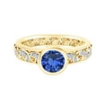 thumbnail image 1 of AFFY 0.75 Carat Round Simulated Blue Sapphire & Natural Diamond Engagement Ring 14K Solid Yellow Gold Ring Size-7, 1 of 2