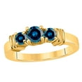thumbnail image 1 of 0.75 Carat Three Stone Blue Daimond Enagagement Ring Crafted Prong 14k Solid Yellow Gold, 1 of 6
