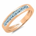 thumbnail image 1 of 0.75 Carat (ctw) 10K Rose Gold Princess Cut Aquamarine Ladies Anniversary Wedding Band Stackable Ring 3/4 CT, 1 of 1