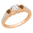 thumbnail image 1 of 0.75 Carat (ctw) 14K Rose Gold Round Cut Champagne & White Diamond Ladies Bridal 3 Stone Engagement Ring 3/4 CT, 1 of 1