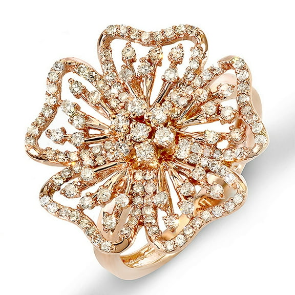 0.75 Carat (ctw) 14k Rose Gold Round Diamond Ladies Cocktail Ring 3/4 CT