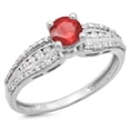 thumbnail image 1 of 0.75 Carat (ctw) 18K White Gold Round Ruby & White Diamond Ladies Solitaire With Accents Bridal Engagement Ring 3/4 CT, 1 of 1