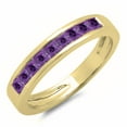 thumbnail image 1 of 0.75 Carat (ctw) 18K Yellow Gold Princess Cut Amethyst Ladies Anniversary Wedding Band Stackable Ring 3/4 CT, 1 of 1