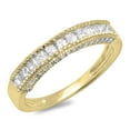 thumbnail image 1 of 0.75 Carat (ctw) 18K Yellow Gold Princess & Round Diamond Ladies Anniversary Wedding Matching Band Stackable Ring 3/4 CT, 1 of 1